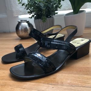 Bruno Magli Black Sequin Heels Shoes Sz 6.5
